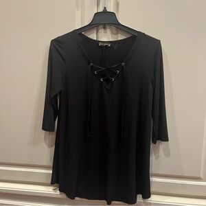 Rose Diamond Black Lace-Up Blouse